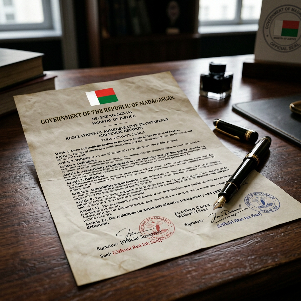 Government of the Republic of France official decree document signed and sealed